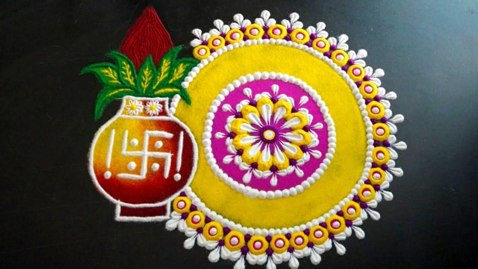 Satyanarayan Puja Rangoli Design Ideas for Aesthetic Puja in 2023